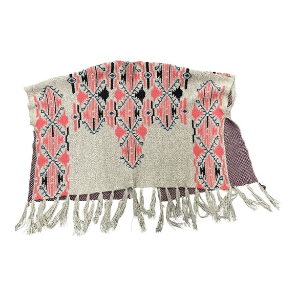 Oscar St Poncho Cardigan Size M-L Wool Blend Boho, indie.  poncho with tassels - Picture 4 of 6